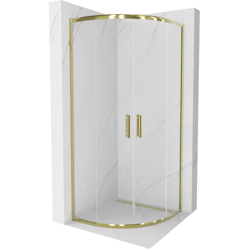 Mexen Rio halfronde douchecabine 70 x 70 cm, transparant, goud - 863-070-070-50-00