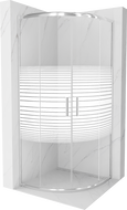 Mexen Rio shower enclosure semicircular 80 x 80 cm, white stripes, chrome - 863-080-080-01-20