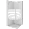 Mexen Rio cabine de douche semi-circulaire 90 x 90 cm, bandes blanches, chrome - 863-090-090-01-20