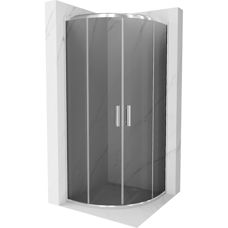 Mexen Rio halfcilindrische douchecabine 80 x 80 cm, grafiet, chroom - 863-080-080-01-40