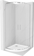 Mexen Rio cabina doccia semicircolare 80 x 80 cm, trasparente, cromo + piatto doccia Flat, bianco - 863-080-080-01-00-4110