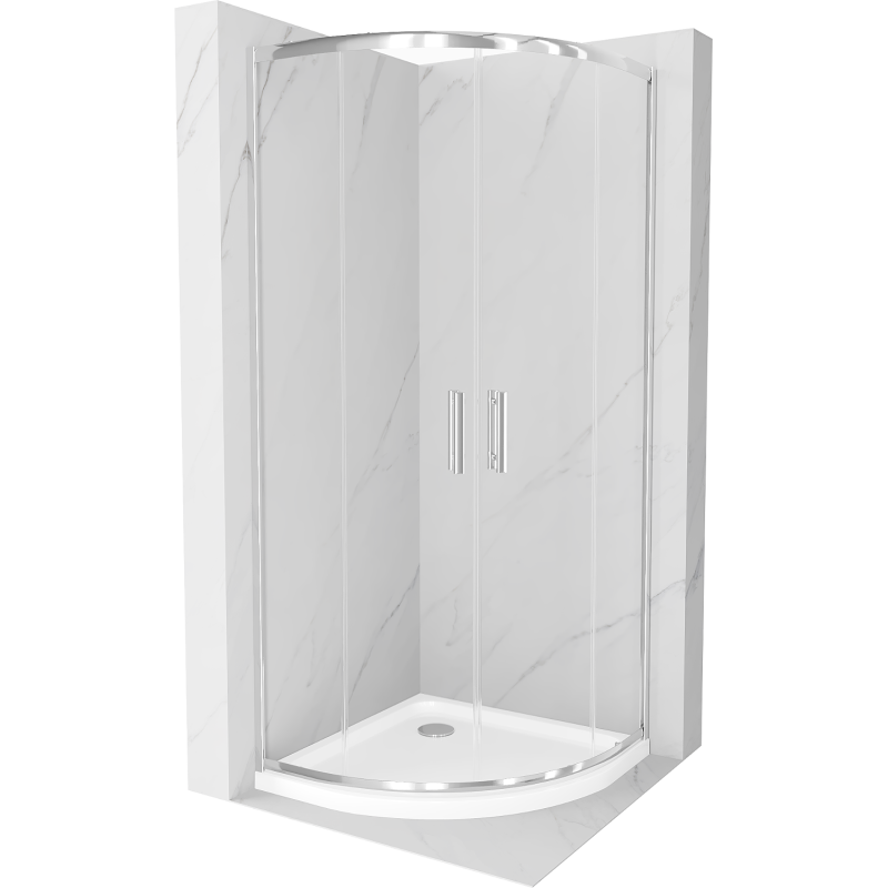 Mexen Rio halve ronde douchecabine 90 x 90 cm, transparant, chroom + Flat douchebak, wit - 863-090-090-01-00-4110