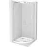 Cabine de douche semi-circulaire Mexen Rio 90 x 90 cm, transparent, chromé + receveur plat, blanc - 863-090-090-01-00-4110