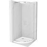 Mexen Rio halve ronde douchecabine 90 x 90 cm, transparant, chroom + Flat douchebak, wit - 863-090-090-01-00-4110