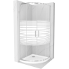 Mexen Rio douchecabine halfrond 80 x 80 cm, witte strepen, chroom + Flat douchebak, wit - 863-080-080-01-20-4110