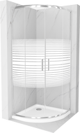 Mexen Rio 90 x 90 cm Semi-Circular Shower Enclosure, White Stripes, Chrome + Flat Tray, White - 863-090-090-01-20-4110