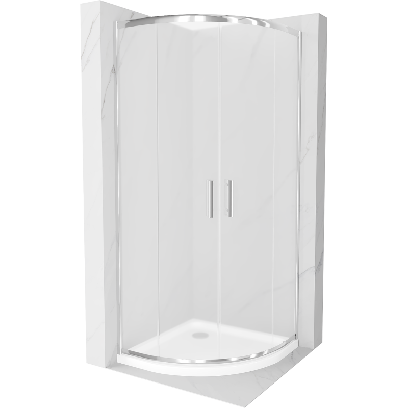 Mexen Rio halfklassieke douchecabine 80 x 80 cm, matglas, chroom + Flat douchebak, wit - 863-080-080-01-30-4110