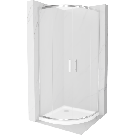Mexen Rio halfklassieke douchecabine 80 x 80 cm, matglas, chroom + Flat douchebak, wit - 863-080-080-01-30-4110