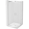 Mexen Rio halfklassieke douchecabine 80 x 80 cm, matglas, chroom + Flat douchebak, wit - 863-080-080-01-30-4110