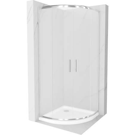 Mexen Rio polukružna tuš kabina 90 x 90 cm, mat, krom + Flat tuš kada, bijela - 863-090-090-01-30-4110