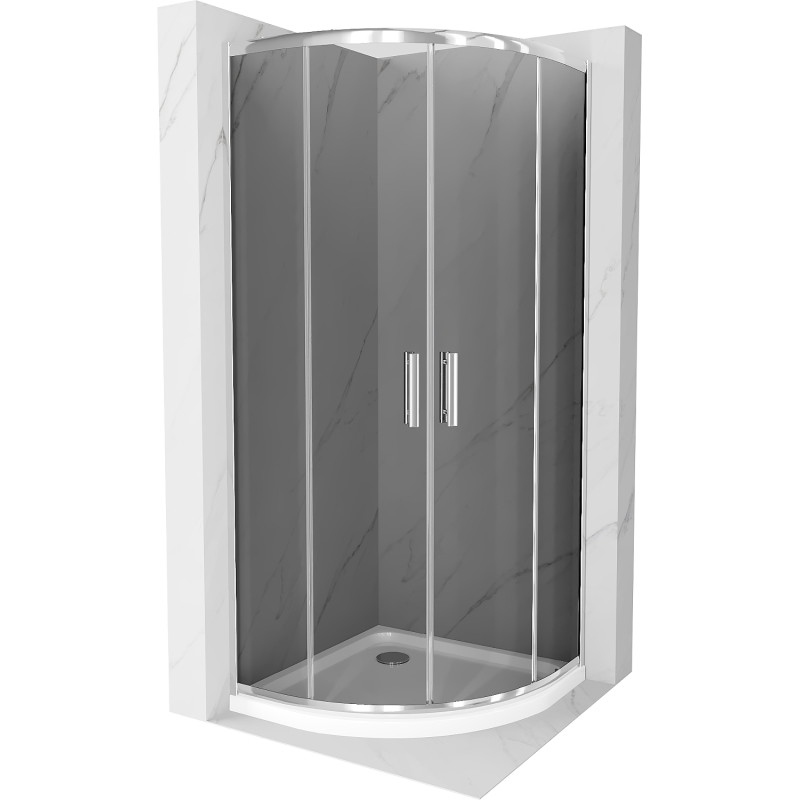 Mexen Rio poolringikujuline dušikabiin 80 x 80 cm, grafiit, kroom + Flat dušialus, valge - 863-080-080-01-40-4110