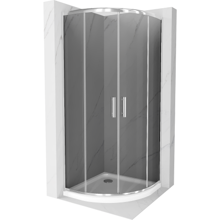 Mexen Rio douchecabine half rond 90 x 90 cm, grafiet, chroom + Flat douchebak, wit - 863-090-090-01-40-4110