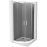 Mexen Rio cabine de duche semicircular 90 x 90 cm, grafite, cromado + base Flat, branco - 863-090-090-01-40-4110