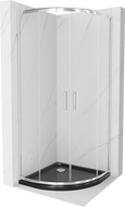 Mexen Rio cabina doccia semicircolare 80 x 80 cm, trasparente, cromo + piatto Flat, nero - 863-080-080-01-00-4170