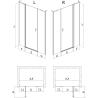 Mexen Mist L porte de douche pivotante 135 cm, transparent, noir - 8A4L-135-001-70-00