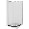 Mexen Rio cabine de duche semicircular 80 x 80 cm, fosco, cromado + base Flat, preto - 863-080-080-01-30-4170