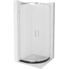 Mexen Rio cabine de douche semi-circulaire 90 x 90 cm, givré, chrome + receveur Flat, noir - 863-090-090-01-30-4170