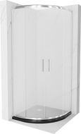 Mexen Rio cabine de duche semicircular 90 x 90 cm, fosco, cromado + base de duche Flat, preto - 863-090-090-01-30-4170