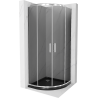 Mexen Rio douchecabine halfrond 80 x 80 cm, grafiet, chroom + Flat douchebak, zwart - 863-080-080-01-40-4170