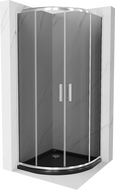 Mexen Rio douchecabine halfrond 90 x 90 cm, grafiet, chroom + Flat douchebak, zwart - 863-090-090-01-40-4170