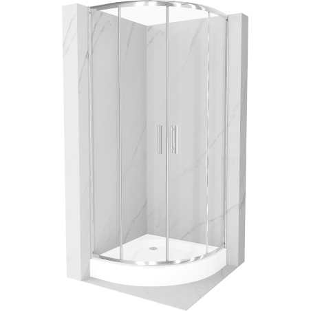 Mexen Rio halfcirkelvormige douchecabine 90 x 90 cm, transparant, chroom + Rio douchebak, wit - 863-090-090-01-00-4710