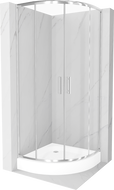 Mexen Rio cabina doccia semicircolare 90 x 90 cm, trasparente, cromo + piatto doccia Rio, bianco - 863-090-090-01-00-4710