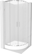 Mexen Rio polkrožna tuš kabina 90 x 90 cm, zmrzlina, krom + pladenj, bela - 863-090-090-01-30-4710
