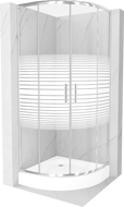Mexen Rio cabine de douche semi-circulaire 70 x 70 cm, bandes blanches, chrome + receveur, blanc - 863-070-070-01-20-4710