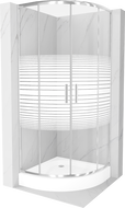 Mexen Rio halfronde douchecabine 70 x 70 cm, witte strepen, chroom + Rio douchebak, wit - 863-070-070-01-20-4710