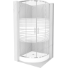 Mexen Rio cabine de douche semi-circulaire 90 x 90 cm, bandes blanches, chrome + receveur Rio, blanc - 863-090-090-01-20-4710