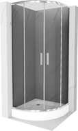 Mexen Rio douchecabine halfrond 80 x 80 cm, grafiet, chroom + Rio douchebak, wit - 863-080-080-01-40-4710