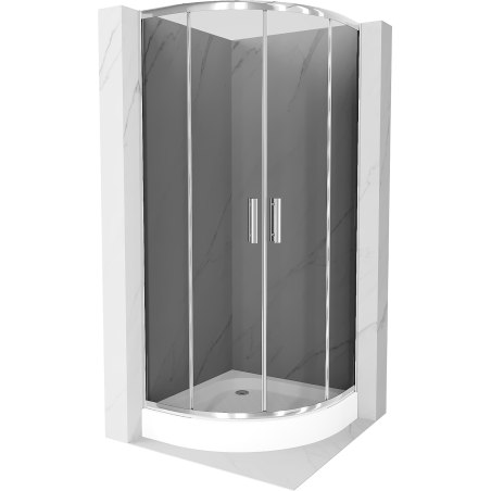 Mexen Rio cabine de douche semi-circulaire 90 x 90 cm, graphite, chromé + receveur Rio, blanc - 863-090-090-01-40-4710
