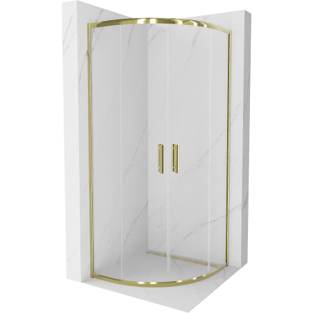 Mexen Rio cabina doccia semicircolare 80 x 80 cm, trasparente, oro - 863-080-080-50-00