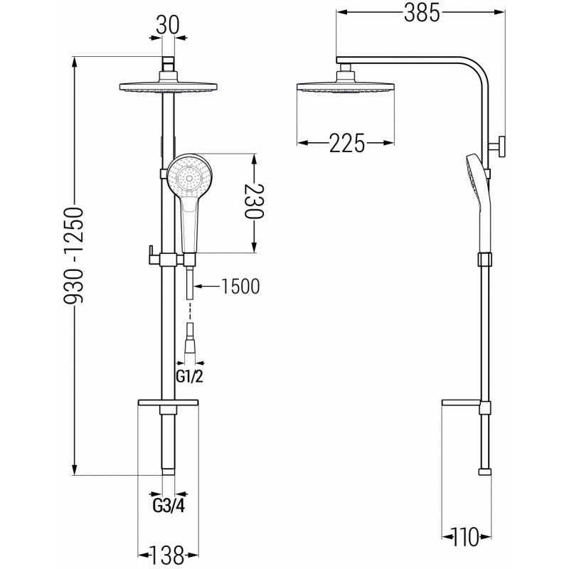 Mexen Q05 colonne de douche, or/blanc - 798050595-50