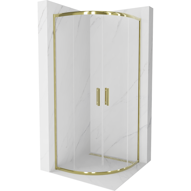 Mexen Rio cabine de duche semicircular 90 x 90 cm, transparente, dourada - 863-090-090-50-00