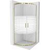 Mexen Rio Duschkabine halbrund 80 x 80 cm, weiße Streifen, gold - 863-080-080-50-20