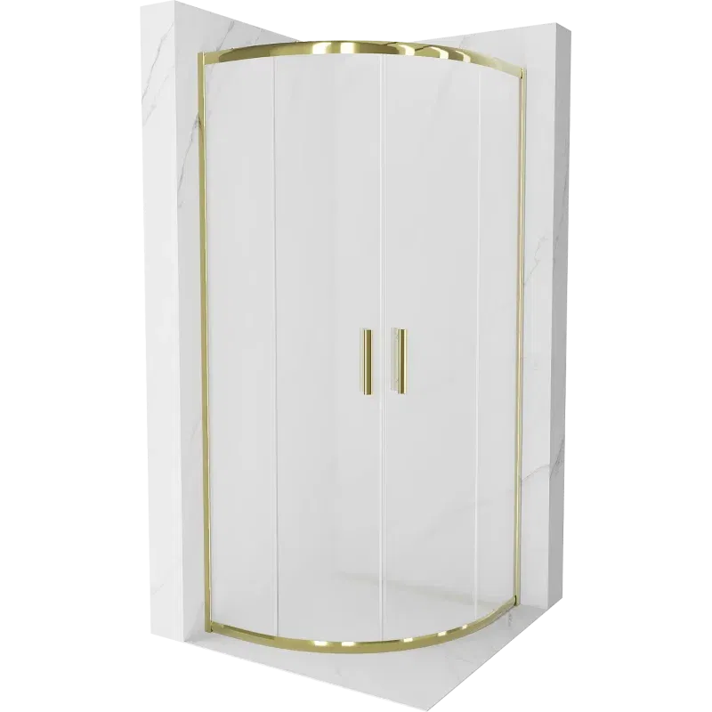 Mexen Rio Duschkabine halbkreisförmig 80 x 80 cm, matt, gold - 863-080-080-50-30