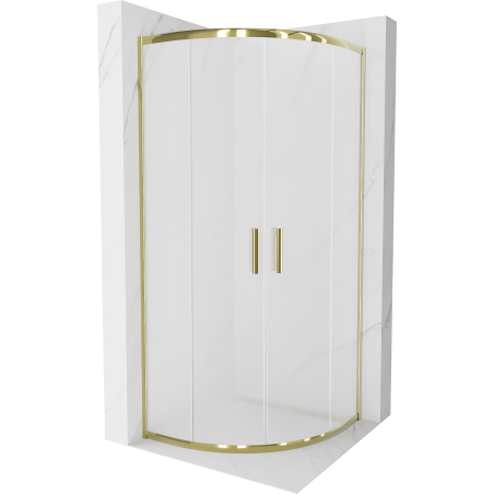 Mexen Rio cabina doccia semicircolare 80 x 80 cm, smerigliata, oro - 863-080-080-50-30