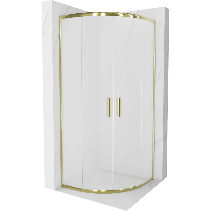 Mexen Rio Duschkabine halbrund 90 x 90 cm, gefrostet, gold - 863-090-090-50-30