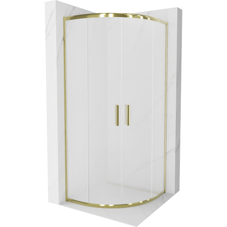 Mexen Rio Duschkabine halbrund 90 x 90 cm, gefrostet, gold - 863-090-090-50-30