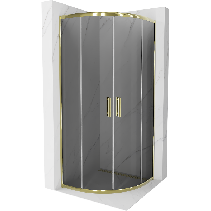 Mexen Rio halfronde douchecabine 70 x 70 cm, grafiet, goud - 863-070-070-50-40