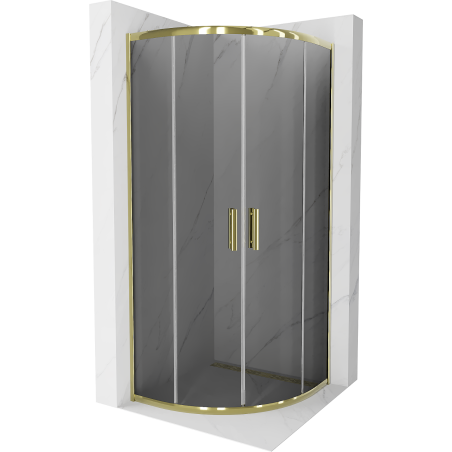 Mexen Rio καμπίνα ντους ημικυκλική 70 x 70 cm, γραφίτης, χρυσό - 863-070-070-50-40