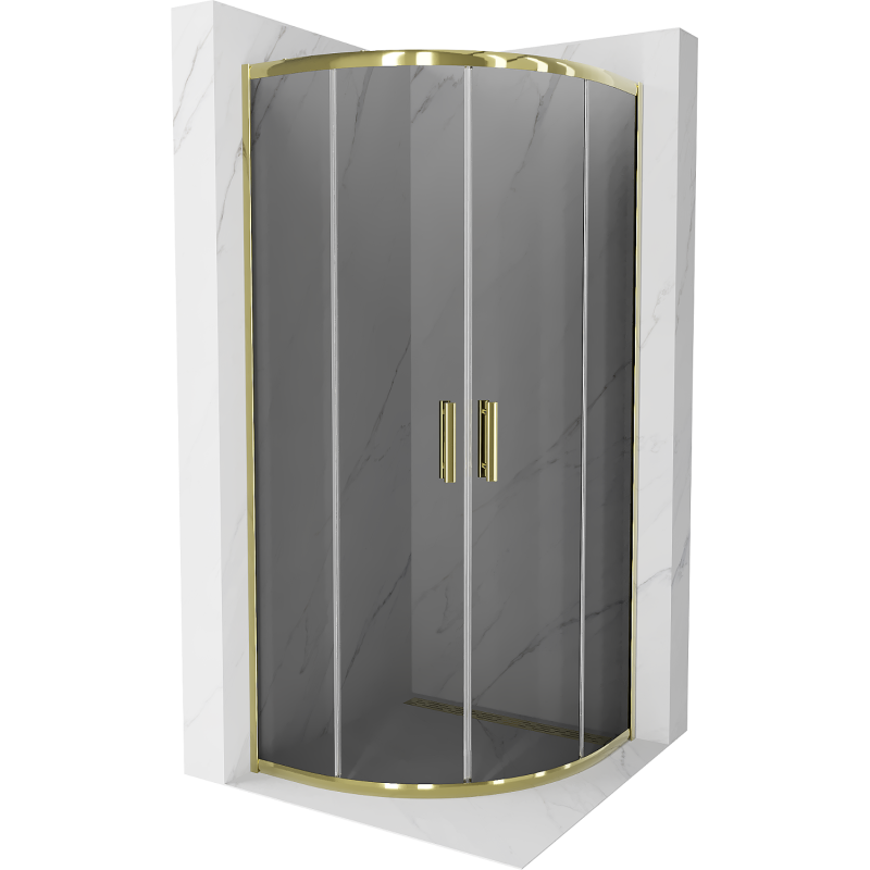 Mexen Rio halvrund duschkabin 80 x 80 cm, grafit, guld - 863-080-080-50-40
