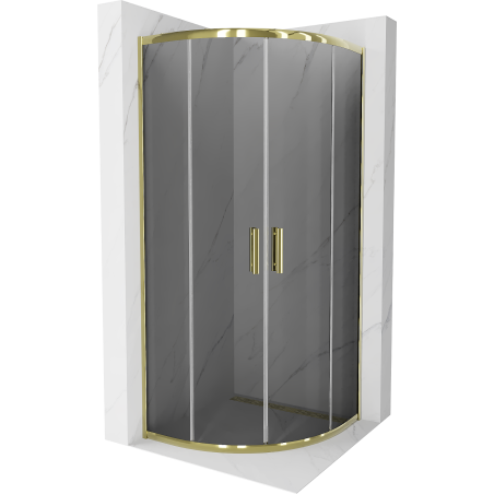 Mexen Rio semi-circular shower cabin 80 x 80 cm, graphite, gold - 863-080-080-50-40