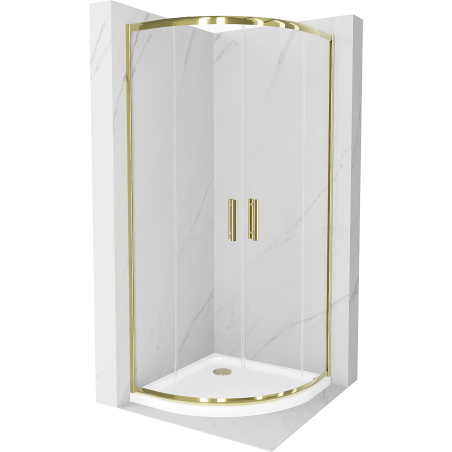 Mexen Rio semicircular shower enclosure 80 x 80 cm, transparent, gold + Flat tray, white - 863-080-080-50-00-4110G
