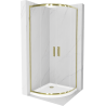 Mexen Rio kabina prysznicowa półokrągła 90 x 90 cm, transparent, złota + brodzik Flat, biały - 863-090-090-50-00-4110G