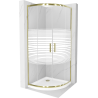 Mexen Rio cabine de douche semi-circulaire 90 x 90 cm, rayures blanches, or + receveur plat, blanc - 863-090-090-50-20-4110G