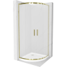 Mexen Rio semi-circular shower cabin 80 x 80 cm, frosted, gold + Flat shower tray, white - 863-080-080-50-30-4110G