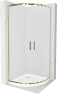 Mexen Rio cabina doccia semicircolare 80 x 80 cm, ghiaccio, oro + piatto Flat, bianco - 863-080-080-50-30-4110G