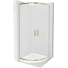Mexen Rio cabina doccia semicircolare 90 x 90 cm, ghiacciata, oro + piatto doccia Flat, bianco - 863-090-090-50-30-4110G